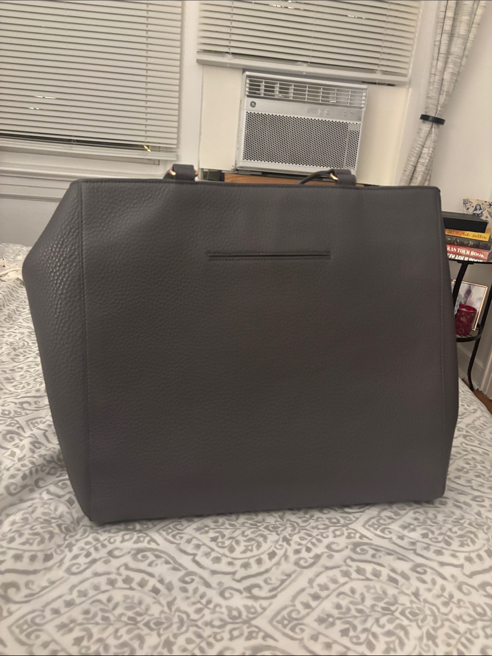 Dagne Dover Black Pebbled Leather Tote with Gold Logo - Picture 2 of 5